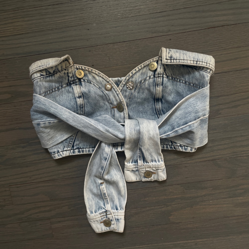 River island Denim Strapless Crop